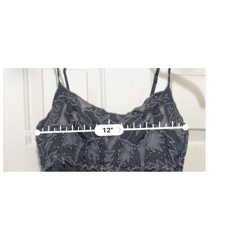 Free People Black Embroidered Beaded Gauze Mini Dress Boho Braided‎ Straps XS